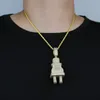 Mens Iced Out Bling Plug Pendant Necklace Gold Silver Color Micro Pave Full Cubic Zirconia HipHop Classic Cool Jewelry