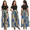 Женщины Африканская напечатанная Maxi юбка вспыхнутая юбка линия длинные юбки с карманами с карманами женские женские одежда одежда
