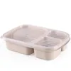 Lunch Box 3 Grid Wheat Straw Bento Bagsradable Transparent Lid Food Container Work Portable Student Lunch Boxes Containers by sea BBB15306