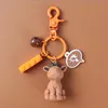 Dog Pendant Keychain Party Favor Cartoon Puppy Doll Bell Keyring Keyfob Car Bag Charm Chains for Birthday Christmas