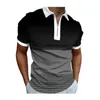 Moda Slim Fit Raya Impreso Polos Camisetas para el verano Hombre Cremallera Solapa Diseñador Empalme Color Manga corta Polos ZZPL61-70