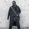 معاطف الخندق للرجال Houzhou Techwear سترة الطول معطف طويل كارديجان ذكر رجال الربيع الرياح العارضة سوداء الرجال ملابس الشارع الهيب هوب بانك هريد 220826