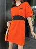 Grundlegende Freizeitkleider Designer Frauen Gelbe Kleider Orange Kleid Sommer Kurze Ärmel Hohe Qualität P3G7