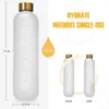 Bouteilles d'eau Tritan de 32 oz Electroplate Lid Influencer Loved 1000 ml Bouteille de boisson réutilisable Échelle de temps Portable Étanche Grande capacité Bouilloire de sport