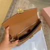 Borsa a tracolla a catena Borse a tracolla marroni Borse da donna Portafogli con pochette Lettere di moda in vera pelle Tasca interna per carte di credito Tasca con zip Portafoglio lungo