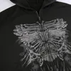 Women's Hoodies Women's & Sweatshirts Gothic Grunge Punk Butterfly Print Oversize Zip Up Crop Top Y2k Streetwear Hooded Long Sleeve