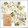 Kitchen Storage Organization Home Housekee Garden 3Pc/Pack Beeswax Wrap Reusable Food Wraps Sustainable Plastic Tools Eco Friendly Sandw