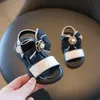 Primi camminatori Scarpe estive da bambina Sandali per bambini Suola morbida antiscivolo Principessa Spiaggia per bambini Nero Beige ColorFirst