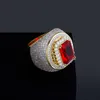 High Quality 18K Gold Diamond Ring Mens Ruby Iced Out Rings Hip Hop Rings Jewelry