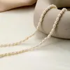 Pendentif Colliers Collier de perles à la mode pour femmes Vintage Colliers d'eau douce Couleur Or Acier inoxydable Fermoir à homard Collier ras du couPendant
