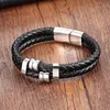 Charm Bracelets Fashion Stainless Steel Chain Genuine Leather Bracelet Men Trendy Male Braid Jewelry For Women GiftsCharm Lars22