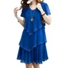 プラスサイズのドレス新しい夏の女性ルーズ半袖フリルシフォンドレス衣料品Vestidos S-5XLヴィンテージVestidos2560