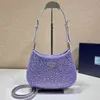 2022 Luxury Jewelry Designer Bag for Women Cleo Satin Underarm Sky Star Crystal Bright Face Diagonalalwomen's