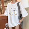Canard dessin animé imprimé été t-shirts femmes à manches courtes col rond décontracté coton chemises en vrac filles coréennes hauts t-shirts Harajuku W971 220628