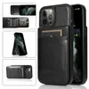 Valbescherming Lederen Kaartsleuven Portemonnee Gevallen Voor iPhone 14 Pro Max 13 12 11 XR XS X 8 7 Plus Kaarten Zak Zak Stand Telefoon Cover Funda