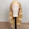 Partihandel 613 Blond spets frontal peruk med babyhår lockigt 100 Glueless Remy Human Hair Wigs For Black Women