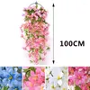 Flores decorativas grinaldas rosa videira artificial lvy home wedding festa de varanda decoração de jardim arco diy pendurado girland plantas falsas