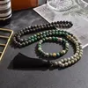 Hänge halsband 8mm naturliga afrikanska turkosa labradorite lyckliga jade pärlstav halsband smycken set 108 mala meditation bön rosa210y