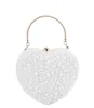 Full Pearls Beaded Heart Bridal Hand Bags ivory Wedding Handbags One Shoulder Evening Bags Ladies Hand Bag