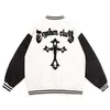 Men's Jackets Retro Mens Varsity Jacets Loose Hip Hop PU Leather Sleeves Color Matching Couple Baseball Uniform Gothic Letter Embroidery Coa
