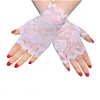 4 kleuren mesh kant korte vingerloze handschoenen voor vrouwen geborduurde rose bloemen bruid bruiloft wanten partij kostuum stretch handschoen rijden UV-proof