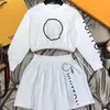 New Luxury Designer Fashion Clothing Sets Girls Cotton T Shirt Two Piece Top Brand Logo Children Puff Sleeve Dress Shirts Tshirt Suits Black White Baby Clothes