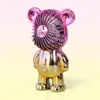 Colorful electroplated Bear Mini Electric Fans USB charging three-speed handheld student gift LOGO printed desktop fan