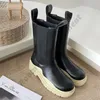 Mulheres baixas botas de tornozelo alto de 5,5 cm de espessura redonda de pneu chelsea designer bota moda sapatos