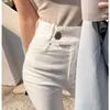 Solid White Streetwear Jeans Hohe Taille Herbst Frauen Denim Hosen Bleistift Koreaner Stretch Elastic Vintage Hose Chic 220330