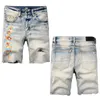 Homem jeans curto RIP jeans jeans magro designer calça para calças 2022 shorts shorts retos zíper baggy impressão angústia destruída juventude slim fit