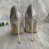 TOMONYE marchio personalizzato make silver glitter primaveraAutunno scarpe da sposa sexy borchie a spillo 12 cm tacchi alti pompe scarpe da donna 210409