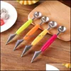 Fruit Vegetable Tools Kitchen Kitchen Dining Bar Home Garden 2In1 Dual-Head Ball Carving Knife Stainless Steel Wate Dhzny