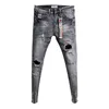 Adolescentes de moda por atacado Casual cowboy cowboy coreano joelho rasgado buraco jeans skinny masculino de moda de borda crua T200614