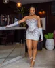 Robes de bal courtes Style Aso Ebi Mini longueur sans bretelles perlée scintillante fête Coctail robes de soirée grande taille