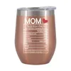 Gepersonaliseerde 12oz wijnbekers Geïsoleerde thermoskoffer Vacuüm Thermosbeker Reis TUMBER Ei Vormige Cup Mother Day Gift Y220511