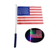 LED LUMBINOER BANNER USA Independence Day Mini Hand Waving Flag Plastic Pole American Flag