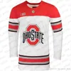C26 Nik1 Custom Ohio State Buckeyes 2019 NCAA College Hockey Jersey White Red Stitched Any Number Name Jersey S-3XL