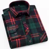 Höst Casual Mäns Flannel Plaid Shirt Märke Male Business Office Red Black Checkered Långärmade T-shirts Kläder 220323