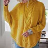 Kobiety Top harajuku elegancki sweter jesienne biuro dama batwing rękaw żółty sweter skoczki cukierki kolor luźne swetry skręcone ciąg 220817