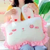 Super Soft Bunny Ear Cartoon Square Pillow Filled Sleeping Eyes Bed Ornamental Lolita Style Girl Bedroom Head Decor J220704