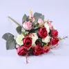 장식 꽃 화환 21 머리 인공 가짜 실크 장미 꽃다발 유럽 스타일 시뮬레이션 작은 장미 웨딩 파티 정원 장식