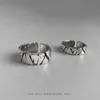 Ringos de cluster Abertura ajustável Retro Abertura Mori Heart Rock Texture for Vintage Woman Man Man Jewelry Gift Casal Ring