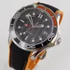 Wristwatches 41mm Self Winding Men Watch Automatic GMT Movement Sapphire Glass Orange Rubber Strap Date Window