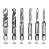 6pcs banhados HEX Shank HSS para parafuso Métrica Tap Bits Machine Composto Tap M3 M4 M5 M6 M8 M10 Ferramentas manuais 220428