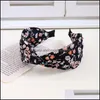 Bandeaux Bijoux de cheveux noués Twist Hairband Accessoires imprimé floral large croix bandeaux anti-dérapant style Boho tissu cerceau livraison directe 202