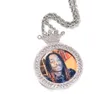 Custom Made Round Fashion Photo Pendant Necklace For Men Women Gifts Cubic Zirconia Charm Hip Hop Jewelry