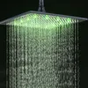 Pommeaux de douche de salle de bain Nickel noir Chrome or 16 pouces pomme de pluie LED haute pression sans bras travail par température de débit d'eau V0bv287B6415484