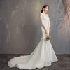 2022 Nuovo abito da sposa a coda di pesce di fascia alta piccola sposa slim sposa a maniche lunghe a maniche lunghe semplici ed eleganti vestido de nolia