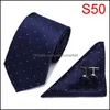 Bow Ties Fashion Accessories 7.5Cm Business Tie Mens Set Wedding Polyester Gift Box Manufacturer Drop Delivery 2021 5L8Ef