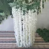 Dekoratif çiçek çelenkleri 90/120/180cm yapay wisteria asma sarmaşık asılı bitki duvar ipek çelenk ev bahçesi için